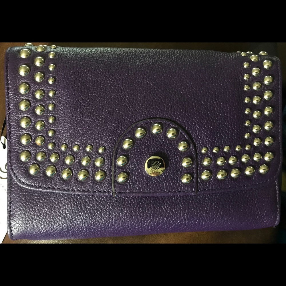 Leather Grace Adele Paige clutch in grape